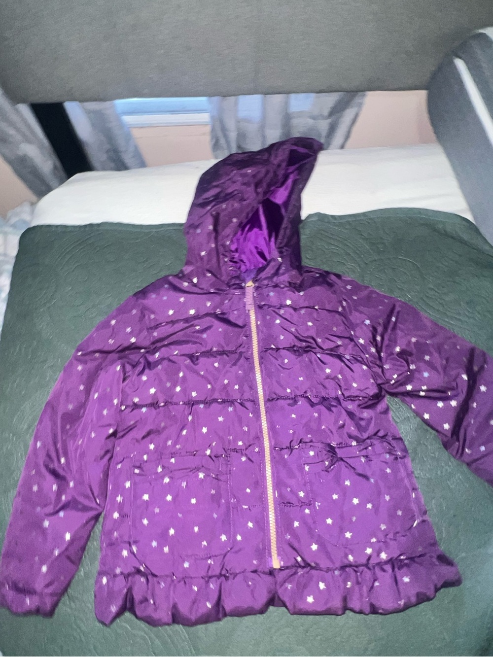 Cherokee Purple Quilted Hooded Jacket with Polka Dot. Size 5T